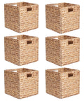 6 Pcs Water Hyacinth Storage Baskets, Square Woven Baskets under Shelf Cabinet30 x 30cm - image 1