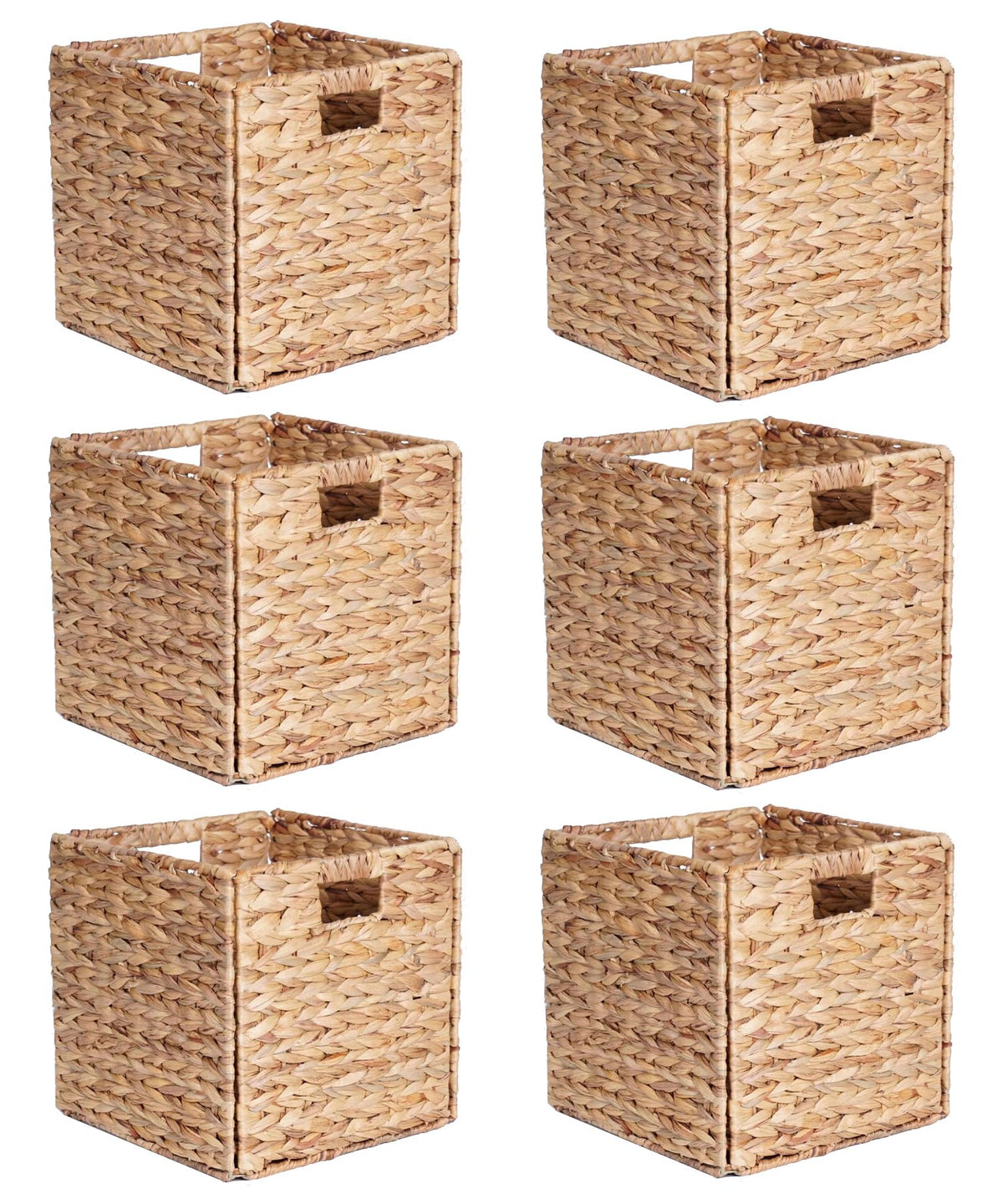 6 Pcs Water Hyacinth Storage Baskets, Square Woven Baskets under Shelf Cabinet30 x 30cm - image 1