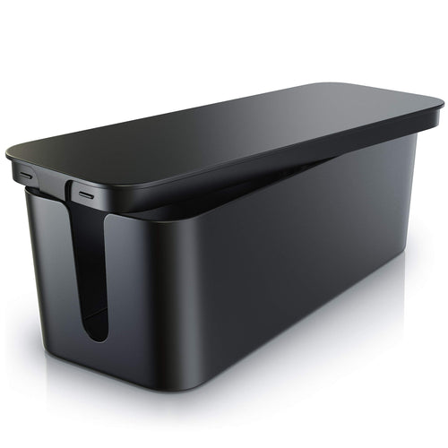Bearware Cable Management Box – Black Socket Organizer and Cord Hider