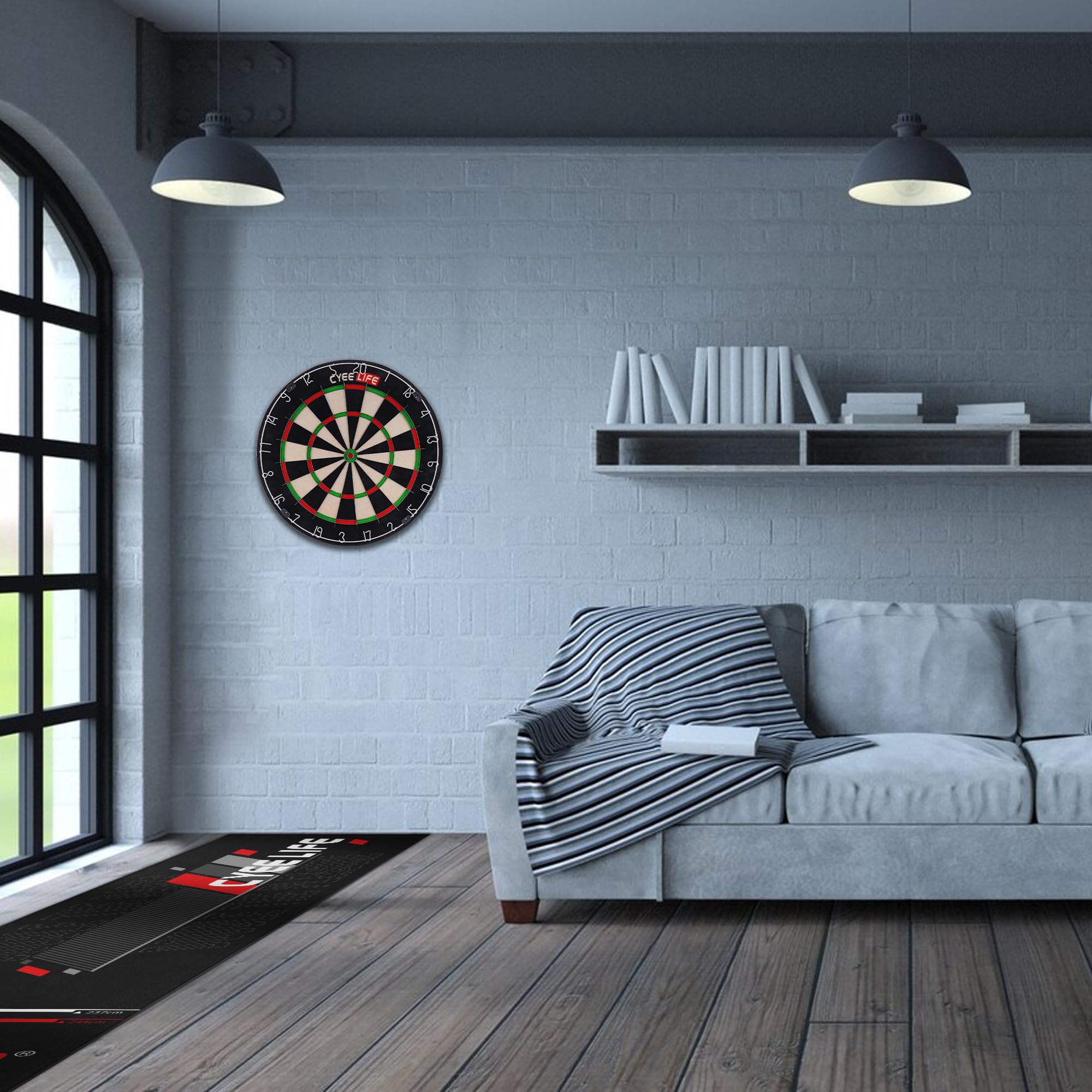 CyeeLife Professional Darts Mat – Non-Slip Floor Protector, 297x66cm