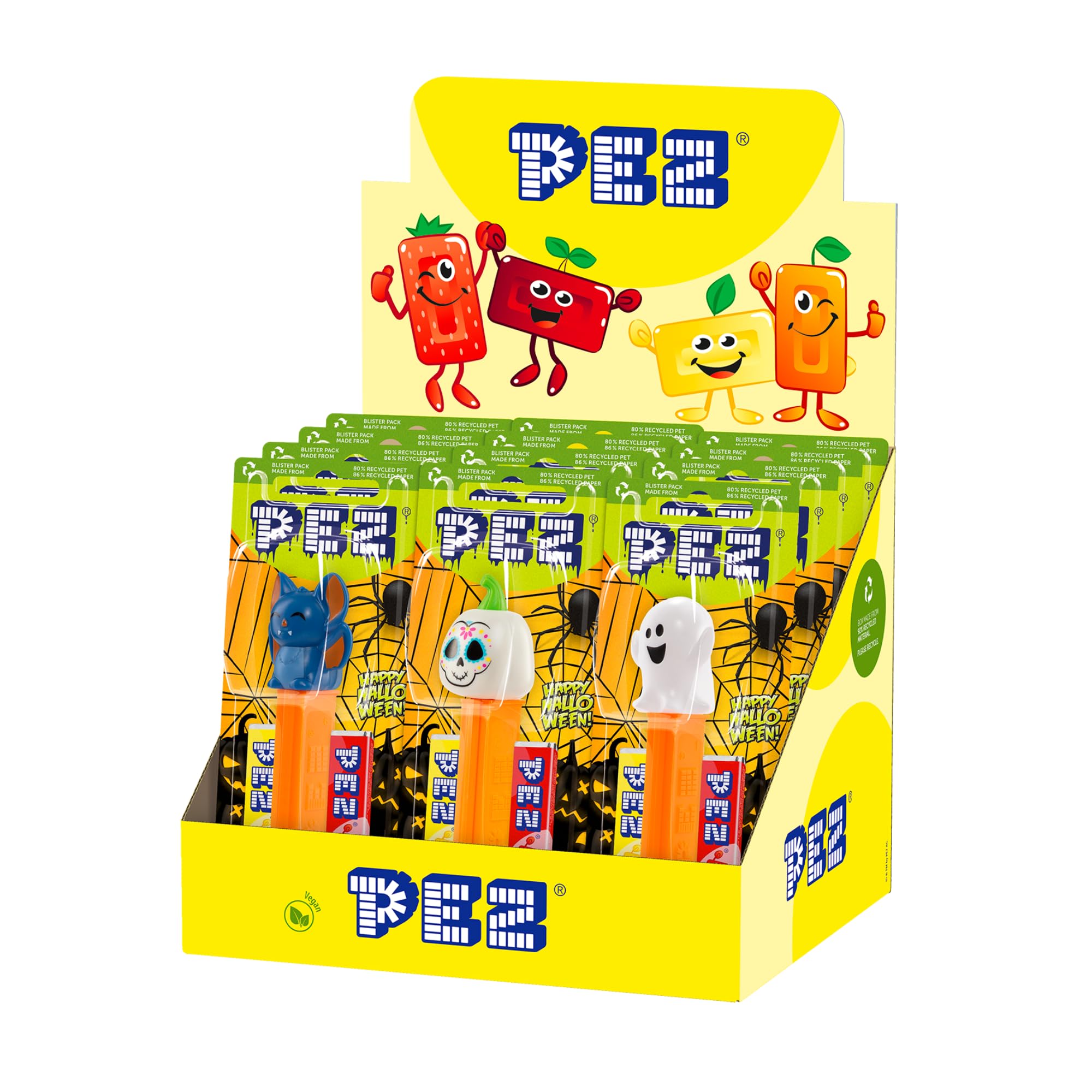 PEZ Halloween Candy Dispensers | Multipack of 12 | Strawberry & Lemon