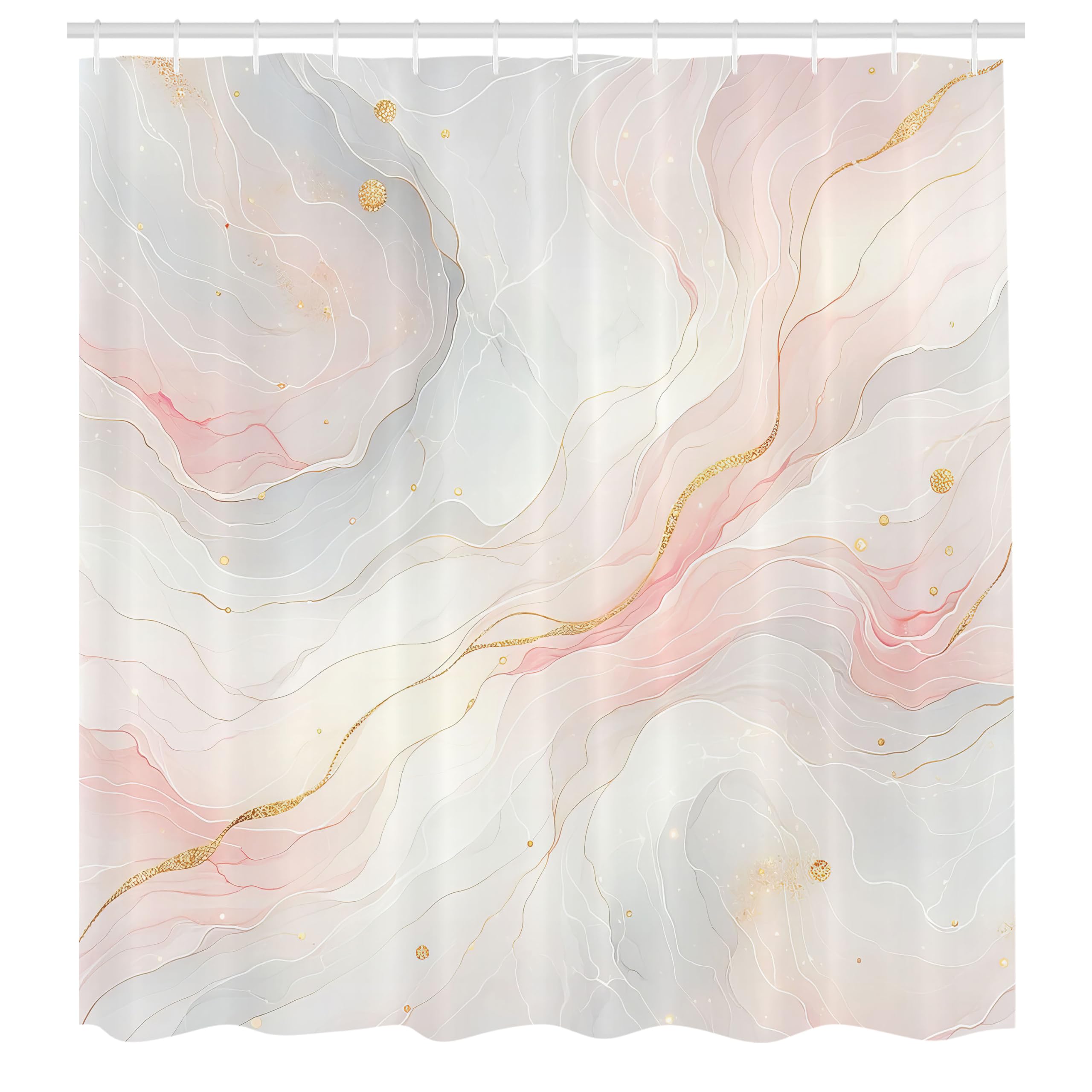 Abakuhaus Pink Marble Shower Curtain | Waterproof Fabric Decor | 175 x 200 cm