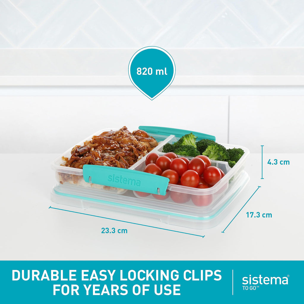 Sistema Multi Split Meal Prep Containers | 820ml BPA-Free Lunch Box | 5 Pack