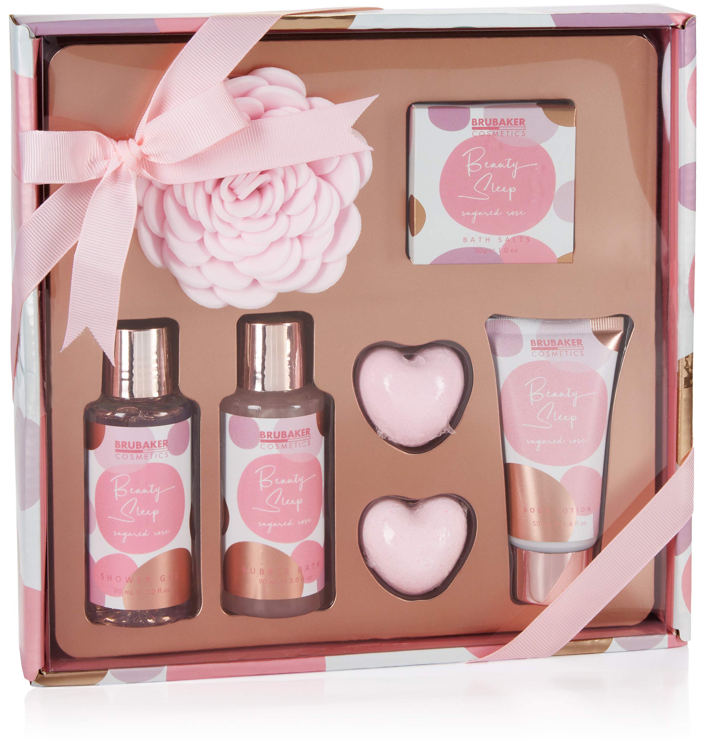 BRUBAKER Cosmetics Sugared Rose 7-Piece Bath and Shower Spa Gift Set