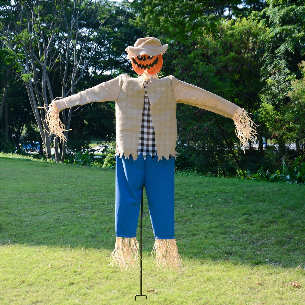 LarpGears 7.5ft Pumpkin Scarecrow Ghost – Outdoor Halloween Decoration
