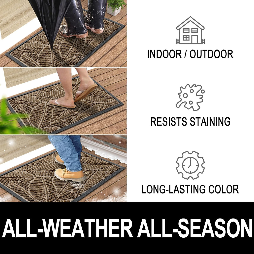 Homaxy Heavy Duty Rubber Door Mat – Non-Slip Dirt Trapper Entrance Rug