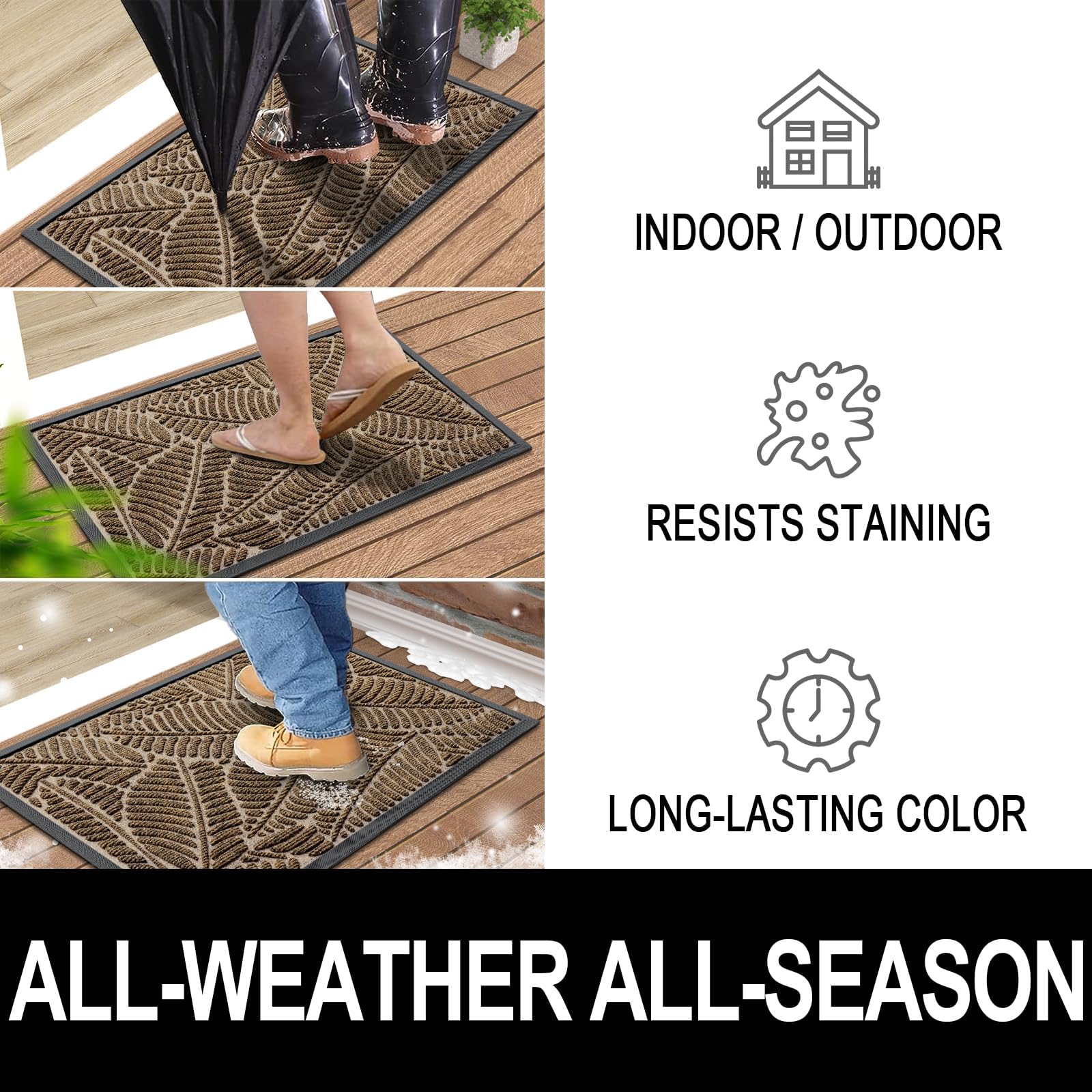 Homaxy Heavy Duty Rubber Door Mat – Non-Slip Dirt Trapper Entrance Rug