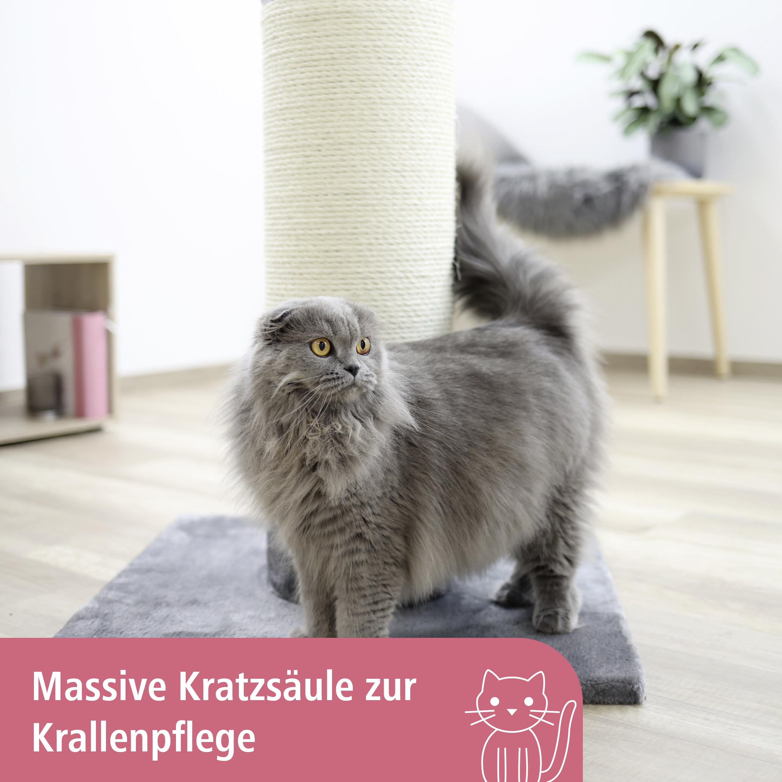 Kerbl Opal Ultra Cat Scratching Post – Grey Sisal Tree, 60x60x82 cm
