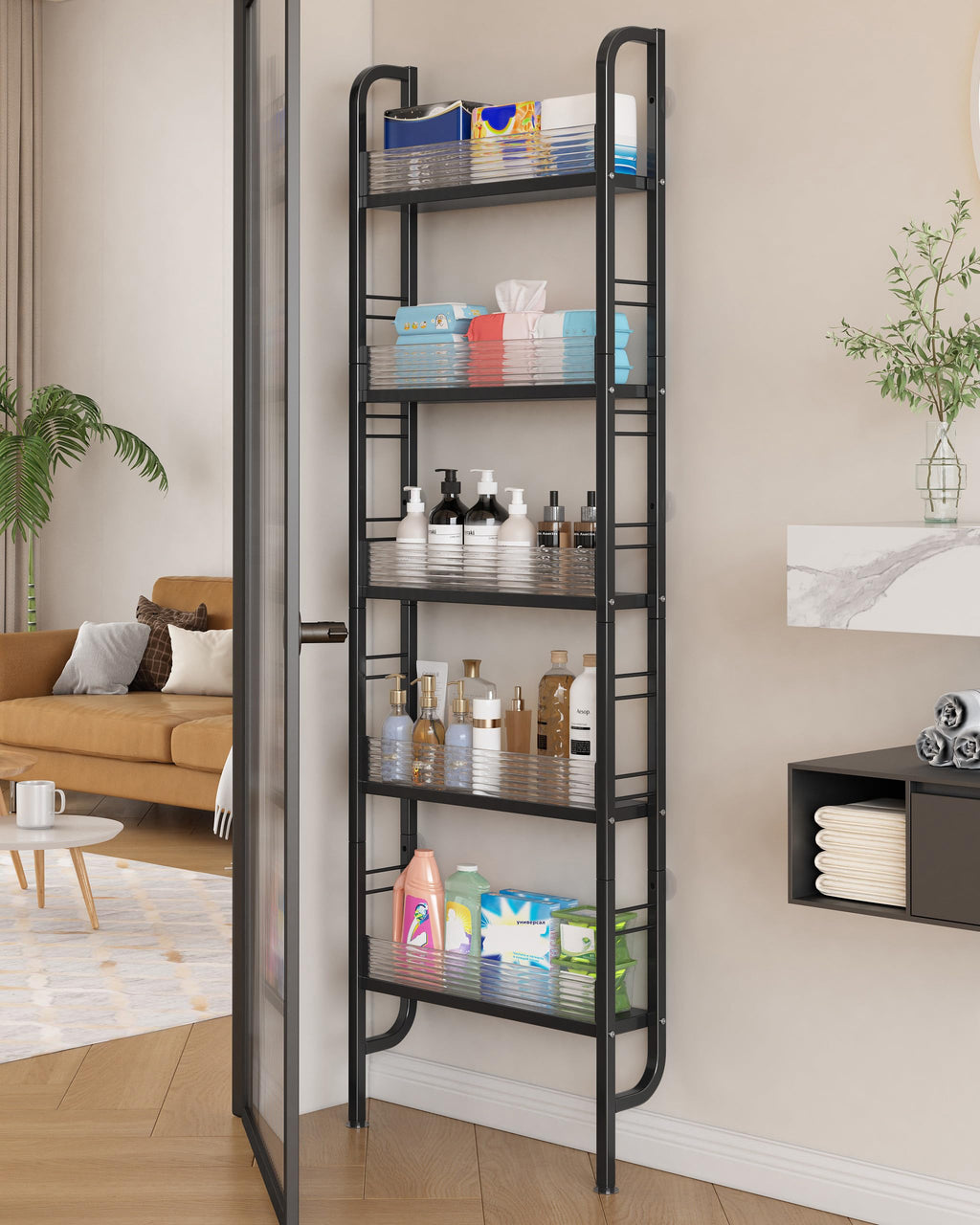 Ornestia Metal Narrow Storage Unit for Behind Door Storage,Black - image 1