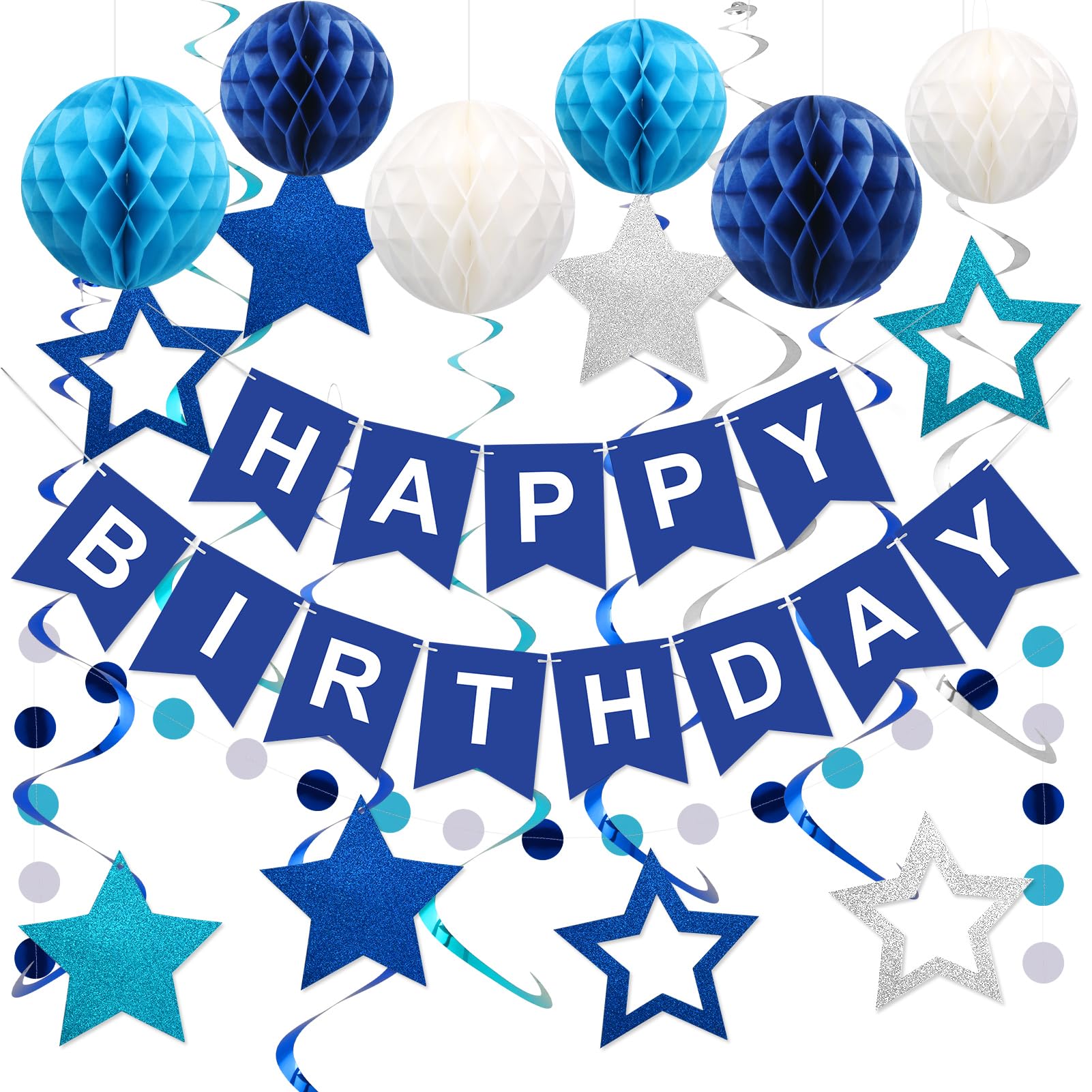 Jolof Store Navy Blue Birthday Decoration Kit – Banner and Party Supplies