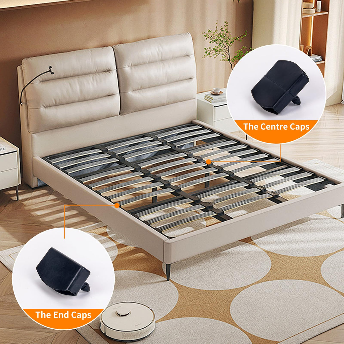 36 Pcs Bed Slat Holders Kit - Plastic Bed Slat Caps & Centre Caps - Side Slat Brackets 55mm x 9mm Inside - image 4