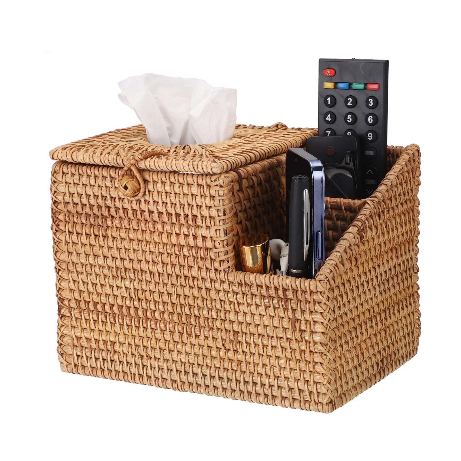 Rattan Square Tissue Box Cover – Woven Cube Organizer