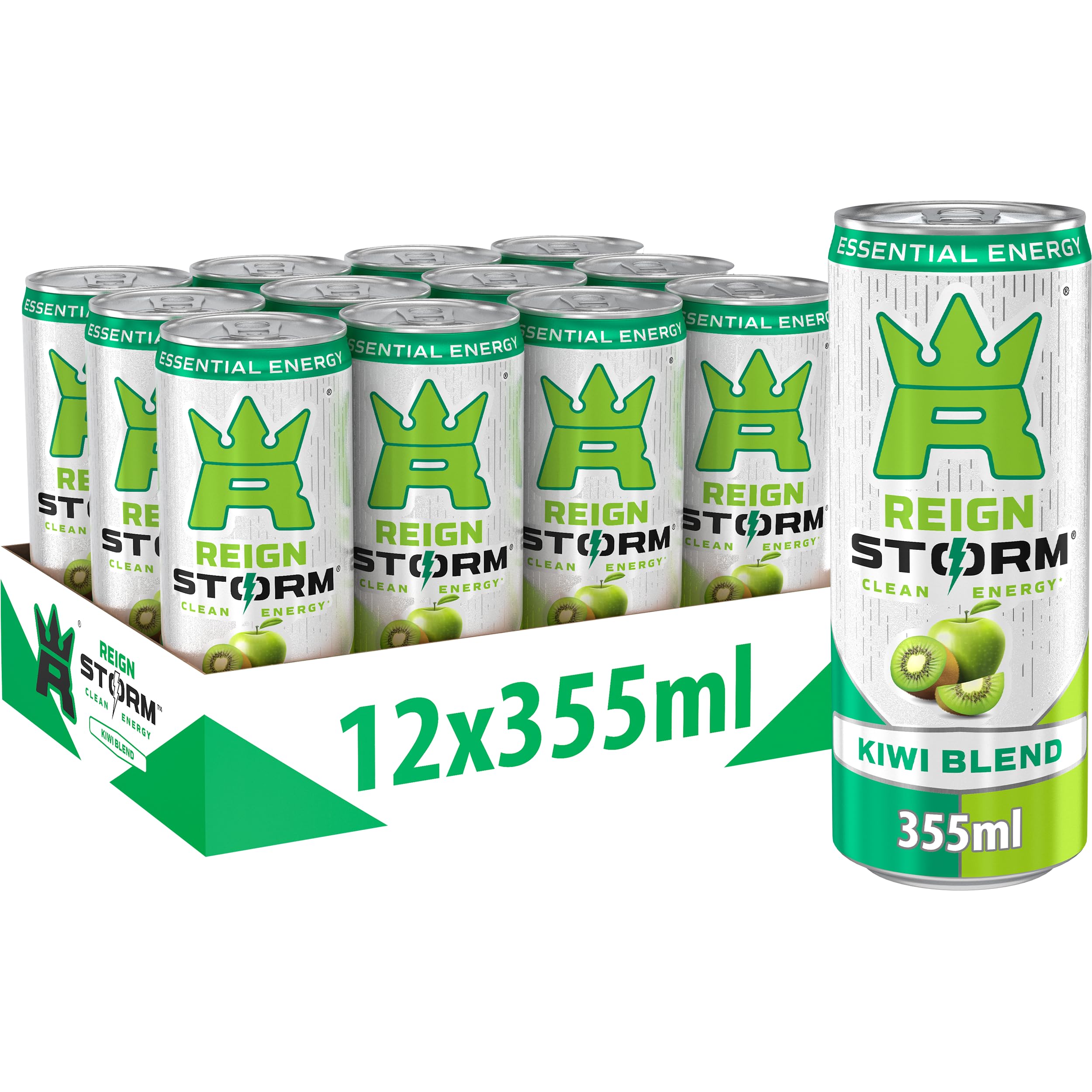 REIGN Storm Kiwi Blend Energy Drink – Zero Sugar & Plant-Based (12 Pack)