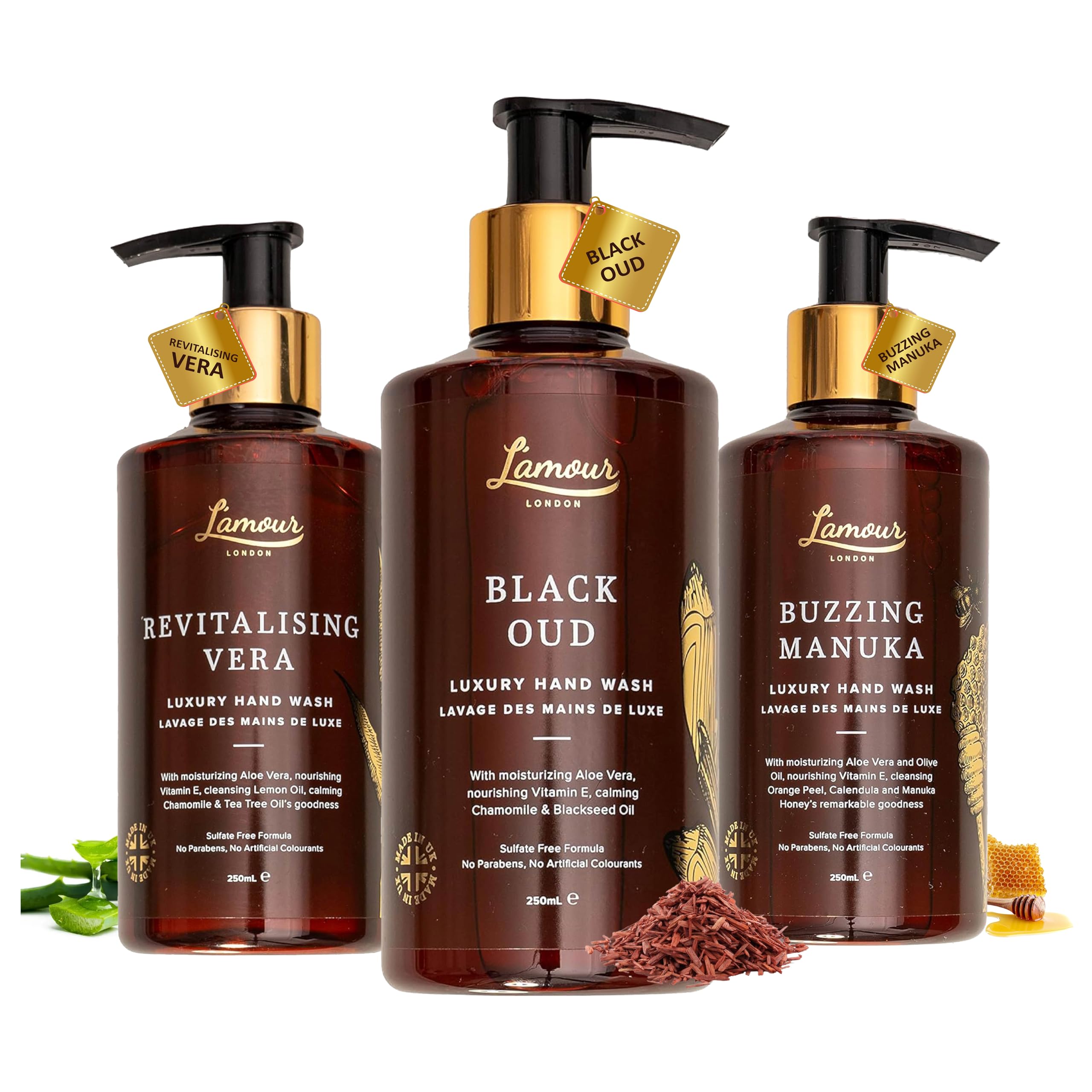 L'amour London Luxury Hand Wash Gift Set - 3 Pack Sulphate Free 250ml