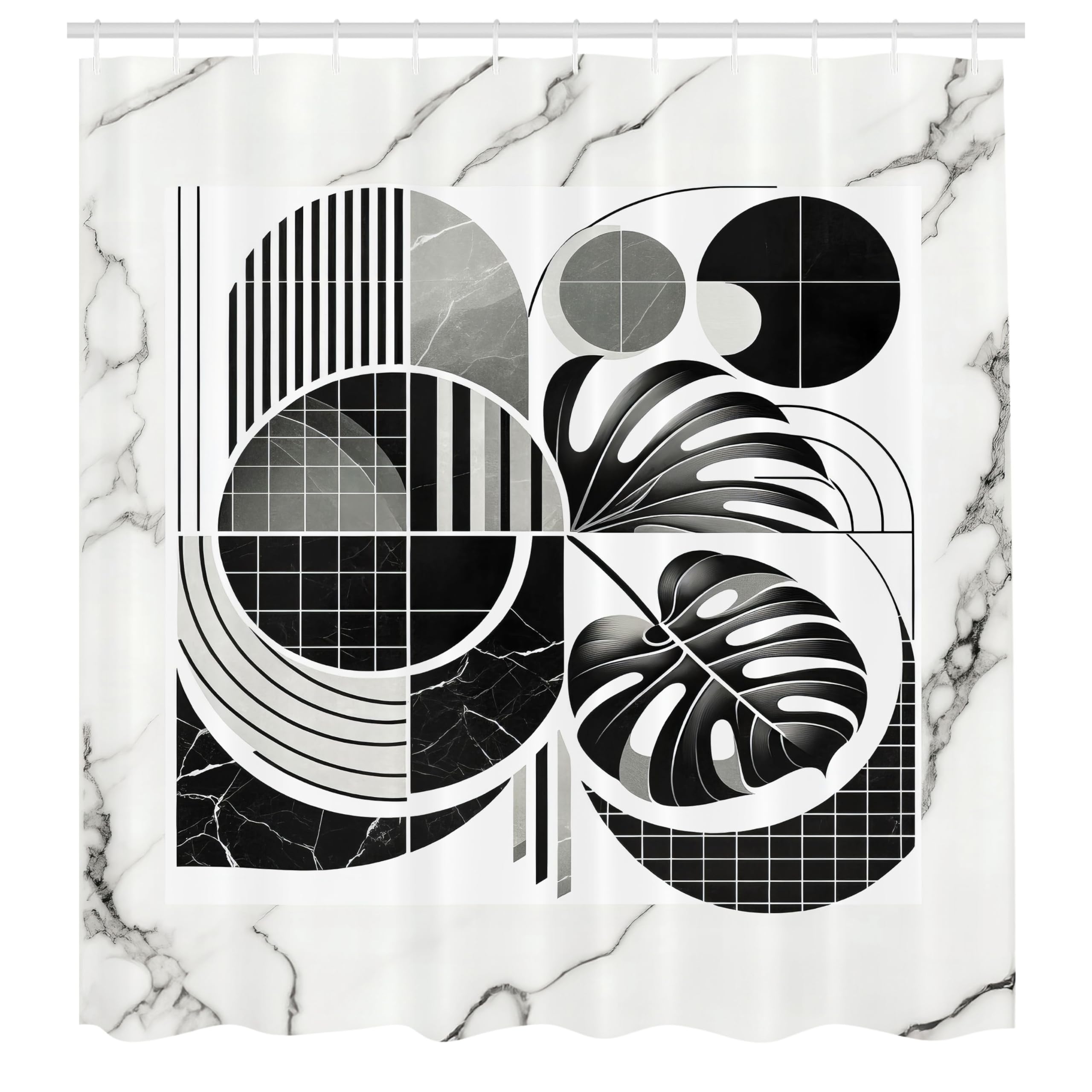 Abakuhaus Mid Century Leaf Shower Curtain | Waterproof Fabric, 175 x 200 cm