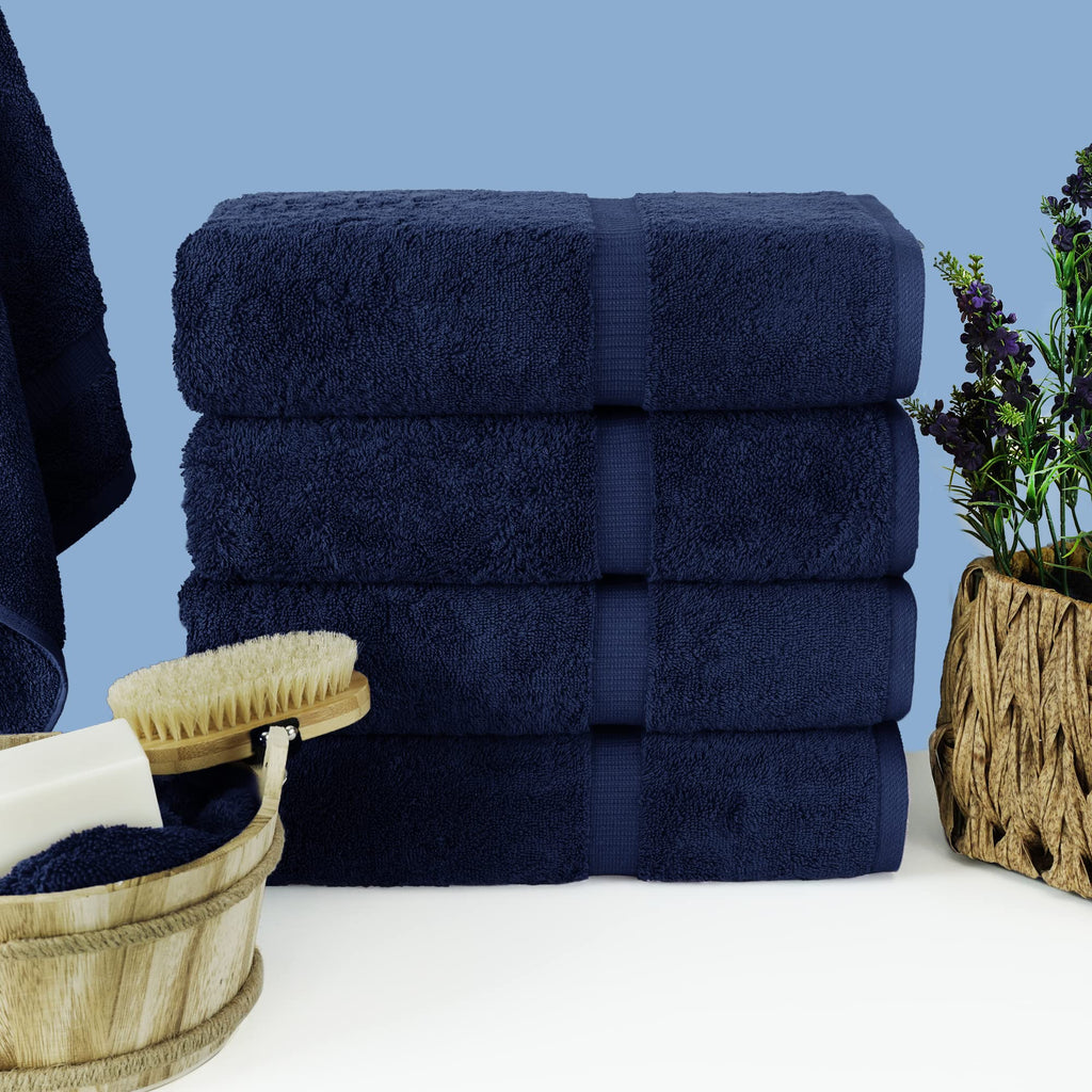 Chakir Turkish Linens | Hotel & Spa Quality 100% Cotton Premium Turkish Towels | Soft & Absorbent 4-Piece Bath Towels, Navy