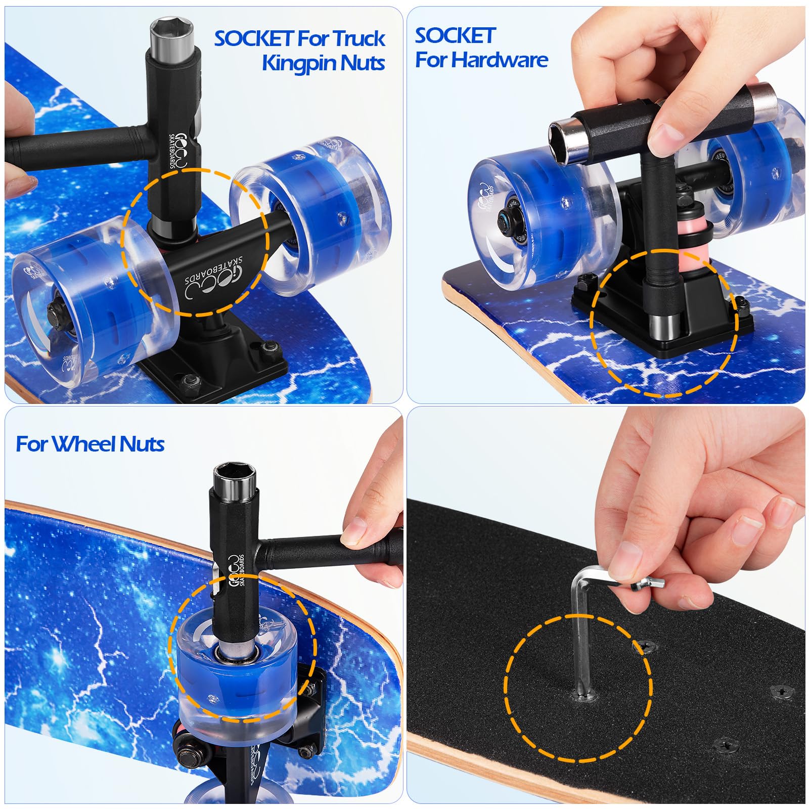 GIEEU Complete Skateboard | 9-Layer Maple Deck with Flashing Wheels
