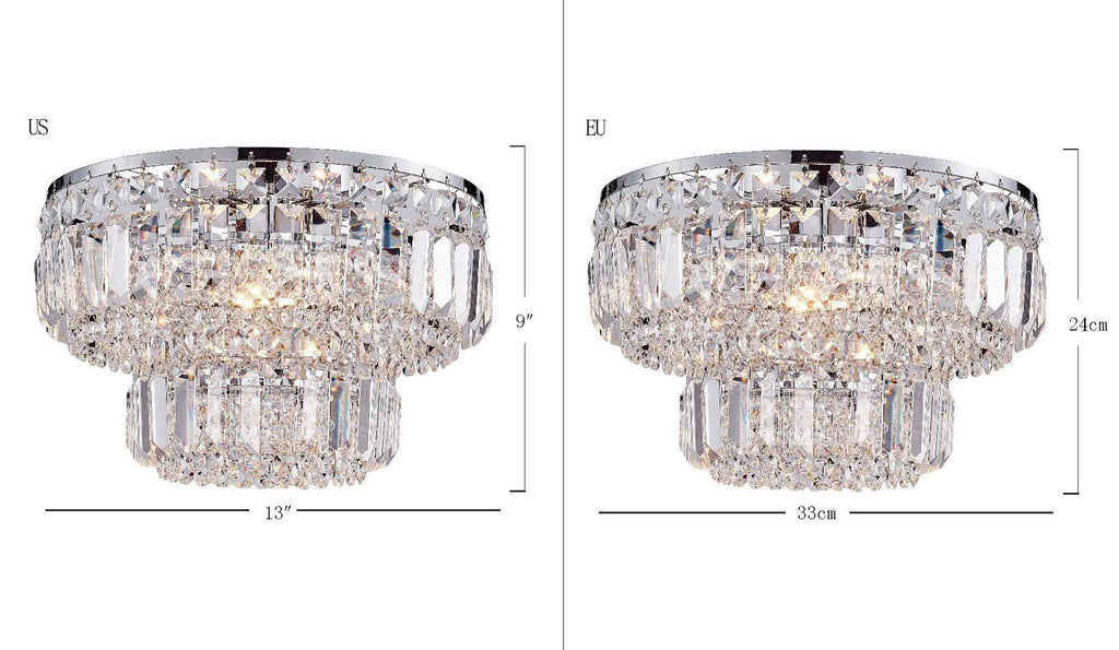 Bestier Modern Chrome Crystal Flush Mount Chandelier – 4-Light LED Fixture