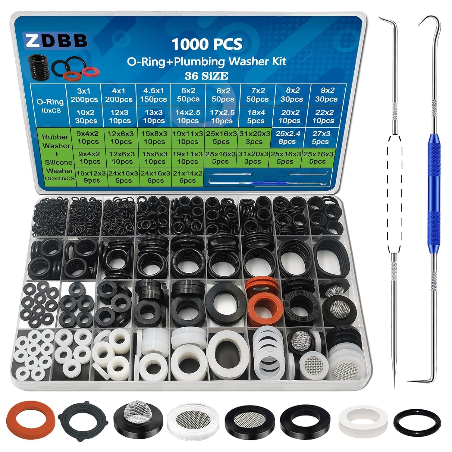 Jolof Store 1000 Pcs O-Ring & Rubber Washer Kit for Plumbing Repair
