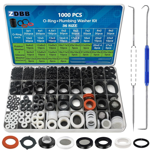 Jolof Store 1000 Pcs O-Ring & Rubber Washer Kit for Plumbing Repair