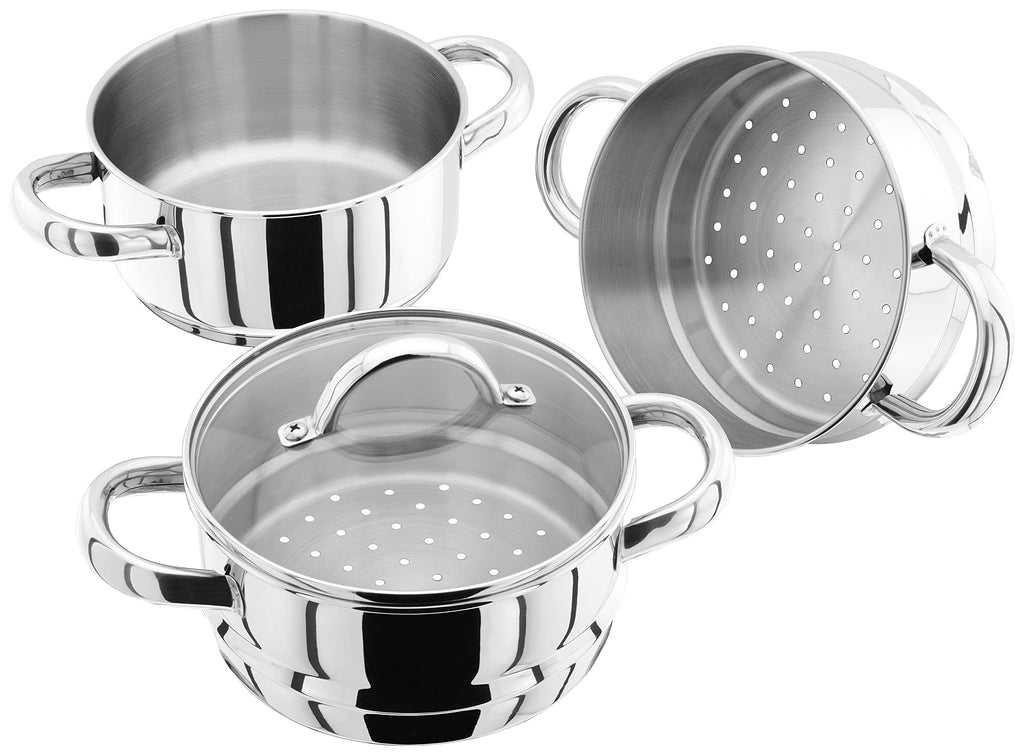 Judge 3-Tier Stainless Steel Steamer Set – 16cm Induction Ready Cookware