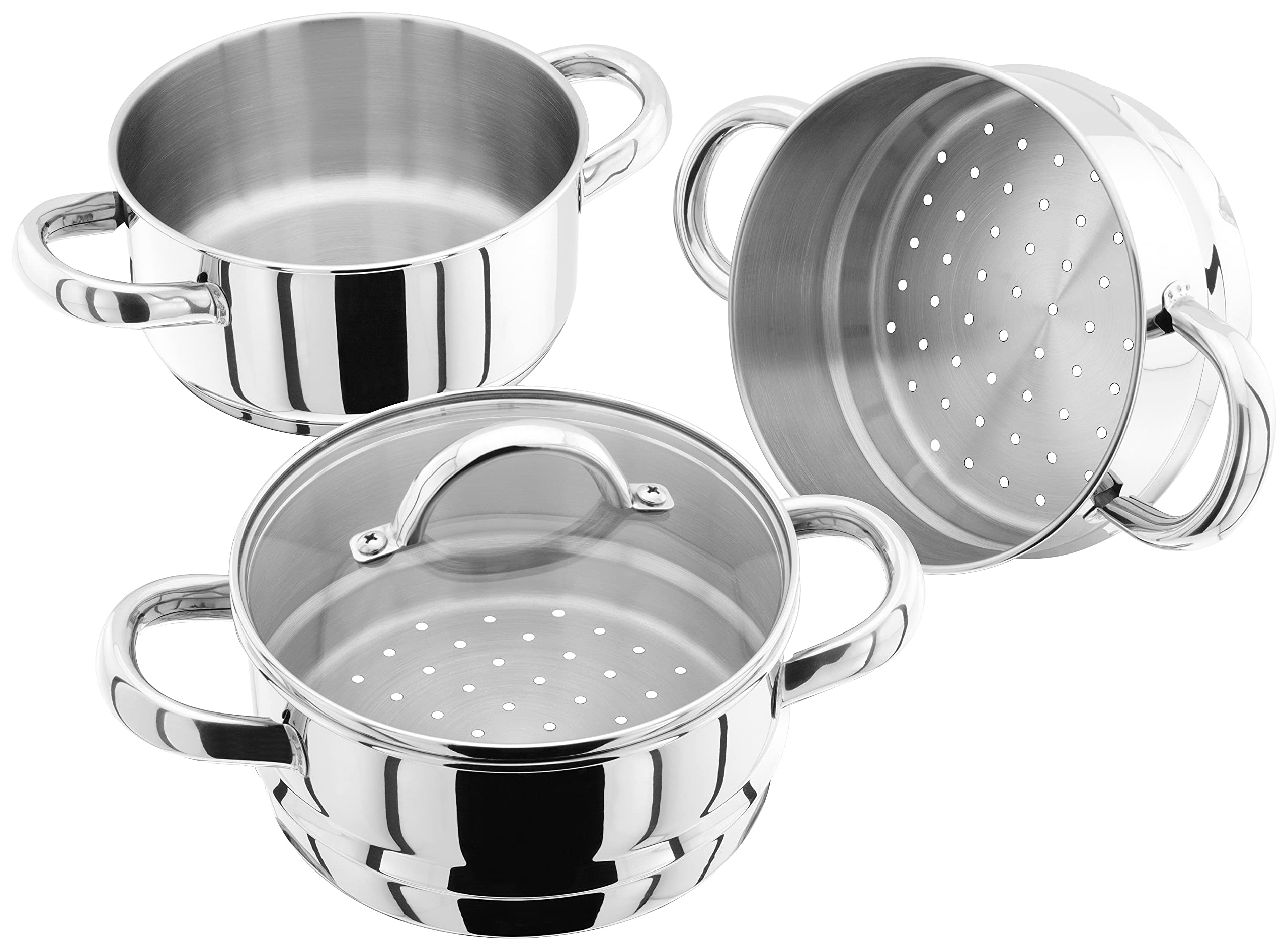 Judge 3-Tier Stainless Steel Steamer Set – 16cm Induction Ready Cookware