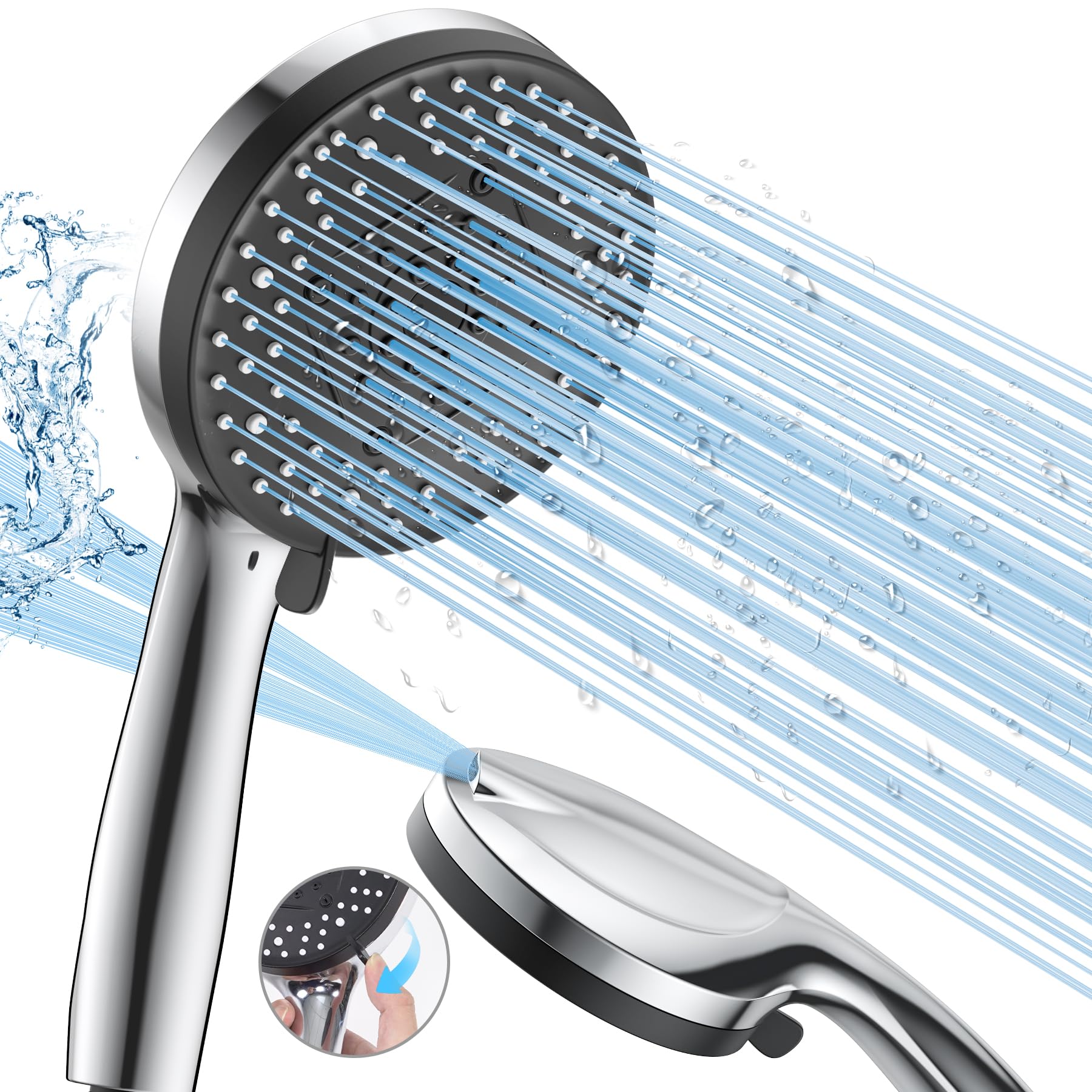 VOXON High Pressure Handheld Shower Head | 10 Modes with Power Wash