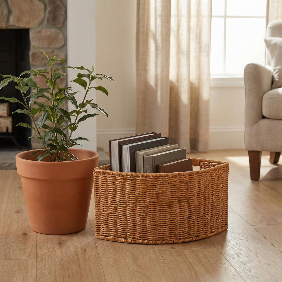 TOYANDONA Triangle Woven Basket Trays: Rustic Style Woven Imitation Rattan Basket With Lid Wardrobe Storage Bin Corner Laundry Hamper For Toys Snacks - image 5