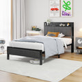 MOFLUT Single Bed Frame with Storage Headboard Shelf, No Box Spring Needed