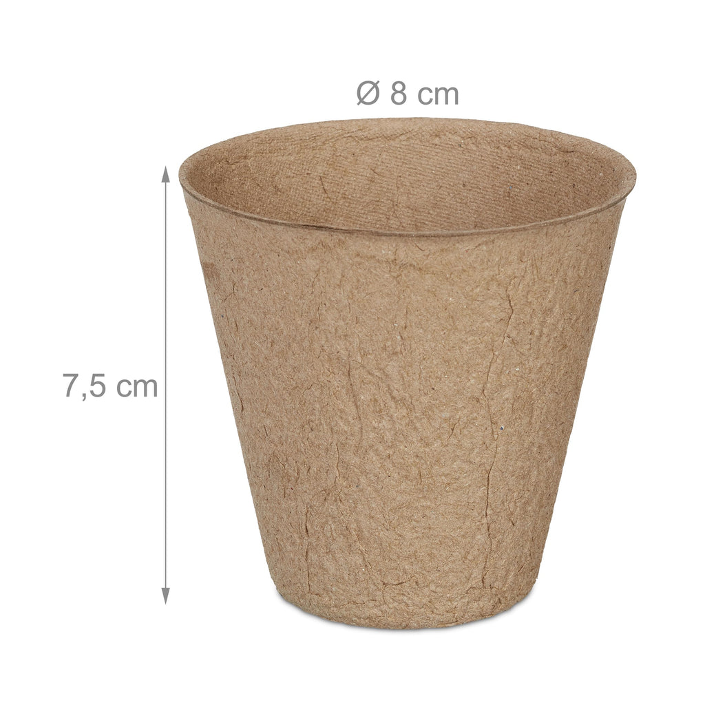 Relaxdays 120-Pack Biodegradable Cellulose Seedling Pots | 7.5 x 8 cm