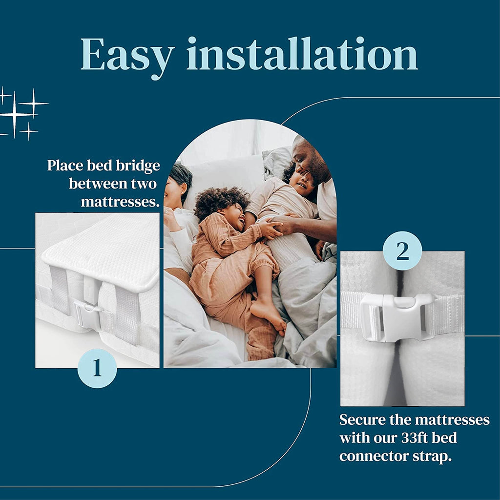 FeelAtHome 12 Inch Bed Bridge Twin to King Converter Kit with Strap