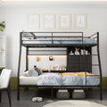 XINBEDEU Metal Bunk Bed with Desk and Storage – Modern Black Bed Frame