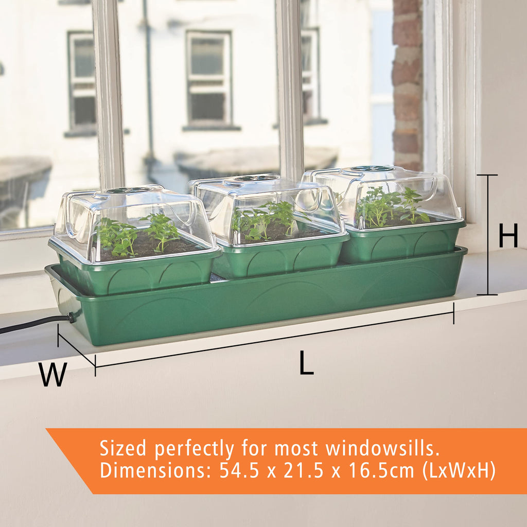EarlyGrow Heated 3-Bay Windowsill Propagator with Self-Watering Tray