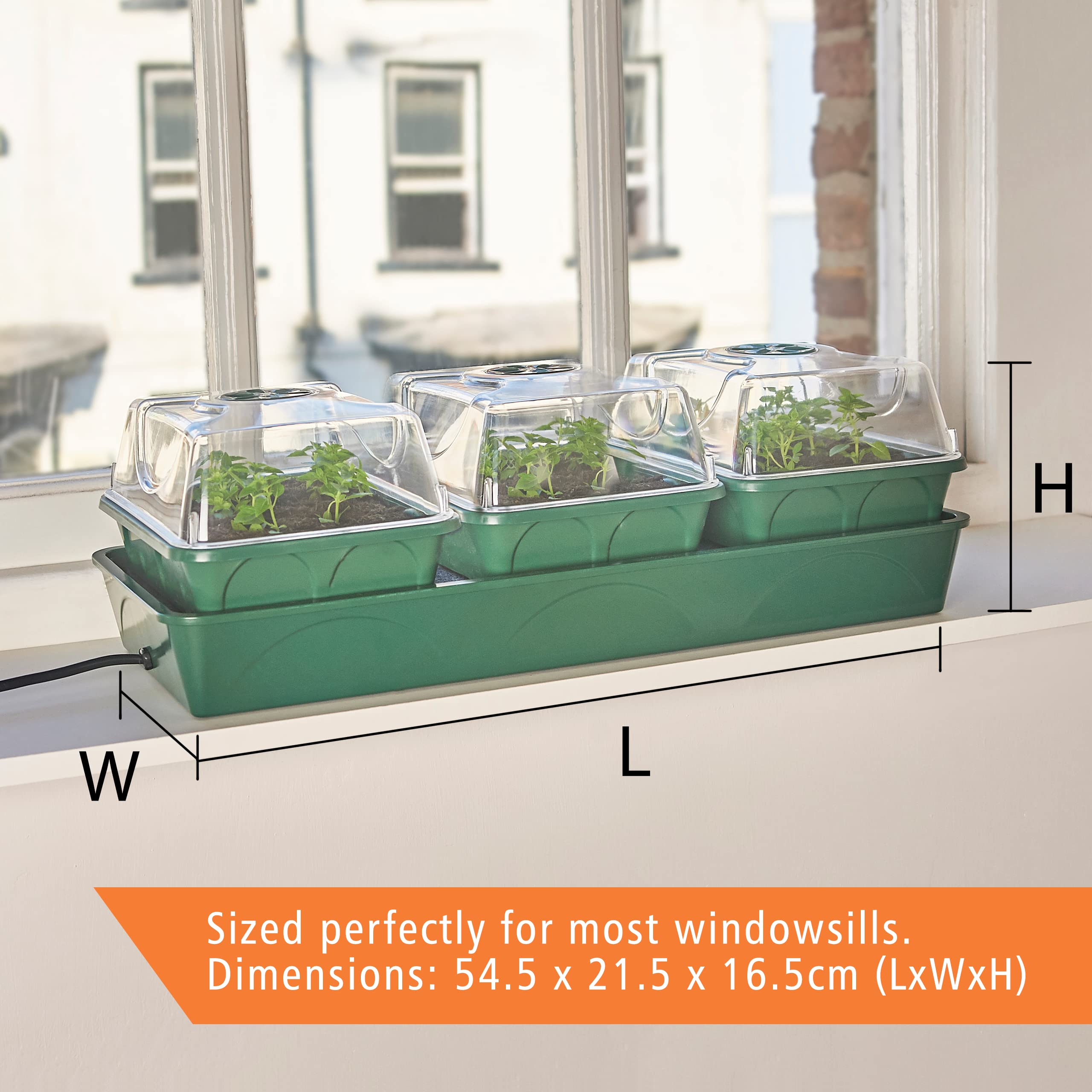 EarlyGrow Heated 3-Bay Windowsill Propagator with Self-Watering Tray