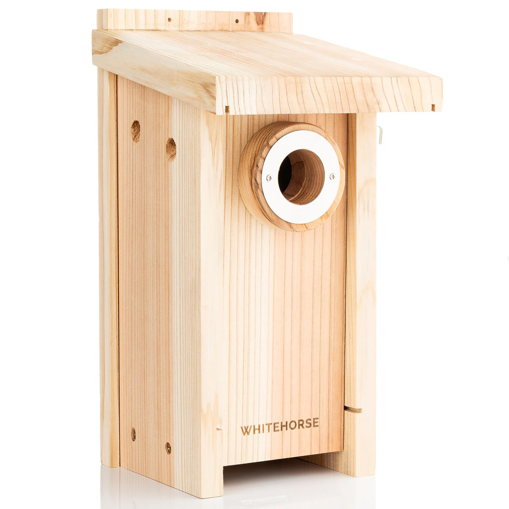 WHITEHORSE Cedar Bird House - Weatherproof Nesting Box with Predator Guard