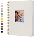 HIWHY Linen Scrapbook Photo Album with DIY Window - 80 Pages, Beige