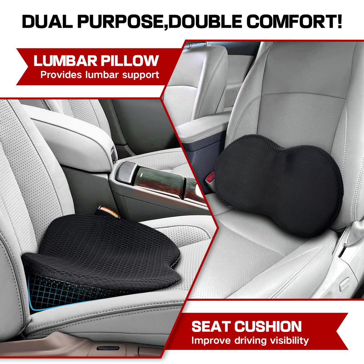 HIAHXC Memory Foam Car Seat Cushion Wedge Driver Cushion for Sciatica - image 3