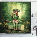 ABAKUHAUS Fairy Elf Girl Fabric Shower Curtain - Waterproof, 69 x 86 in