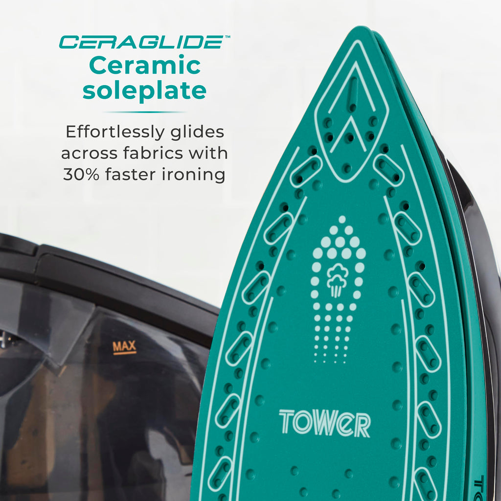 Tower Ceraglide Steam Generator Iron | 2700W Digital Display - Teal
