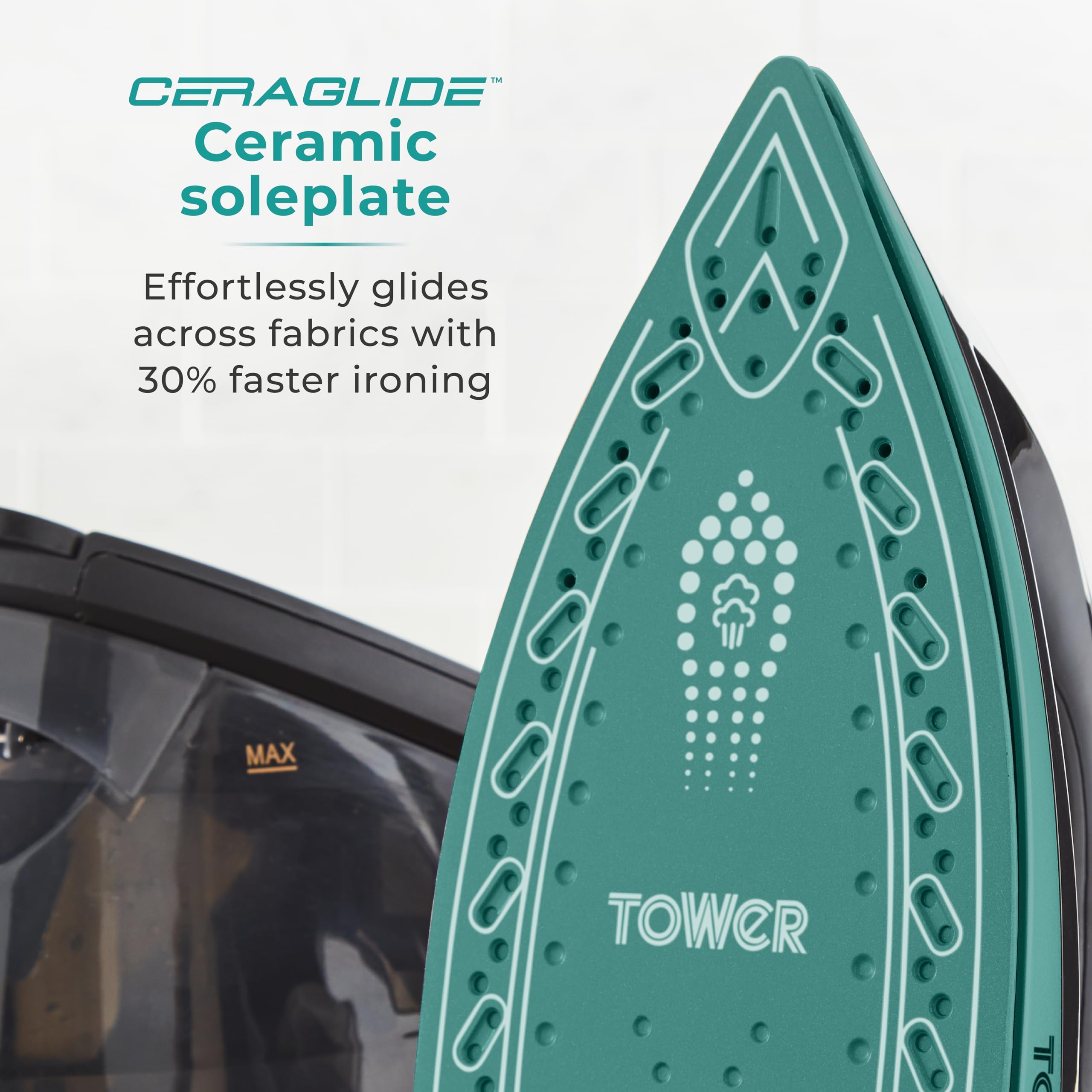 Tower Ceraglide Steam Generator Iron | 2700W Digital Display - Teal