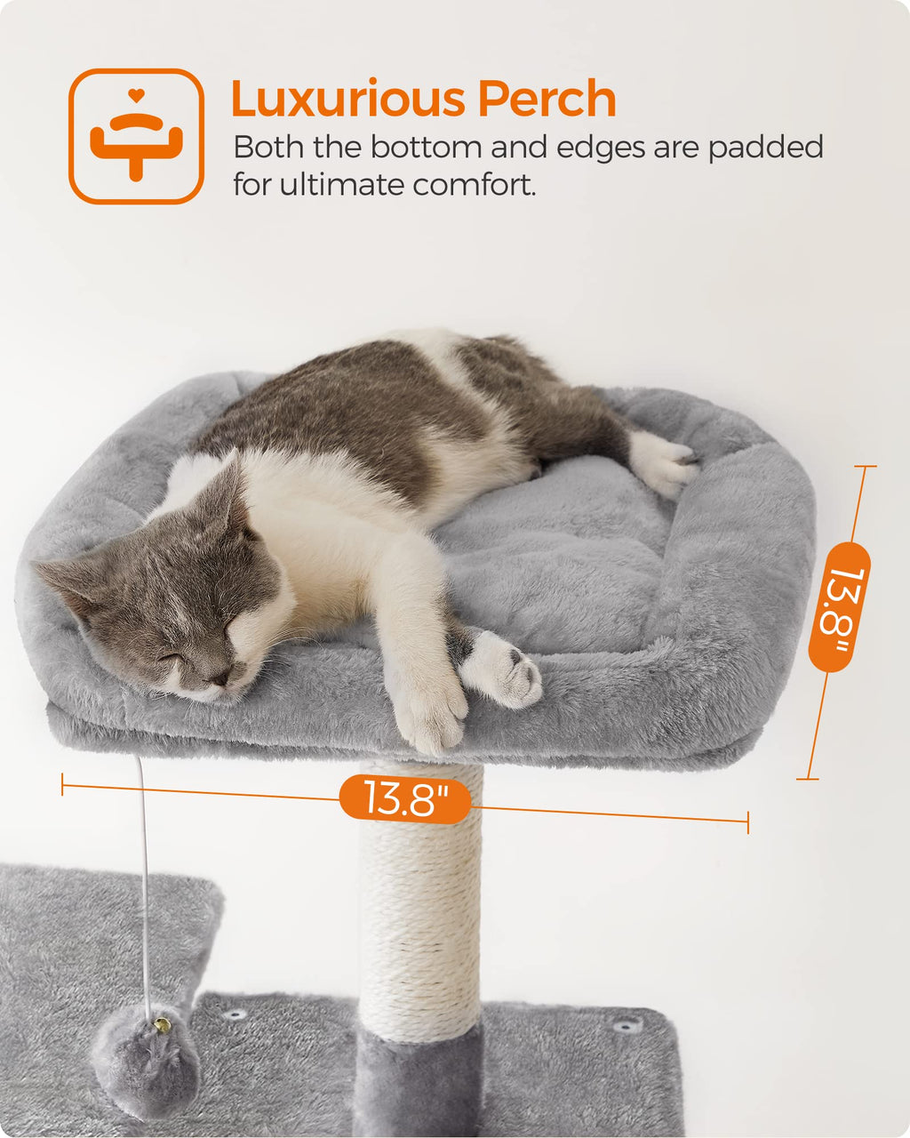 Feandrea 143cm Cat Tree – Multi-Level Cat Tower with Condo and Hammock