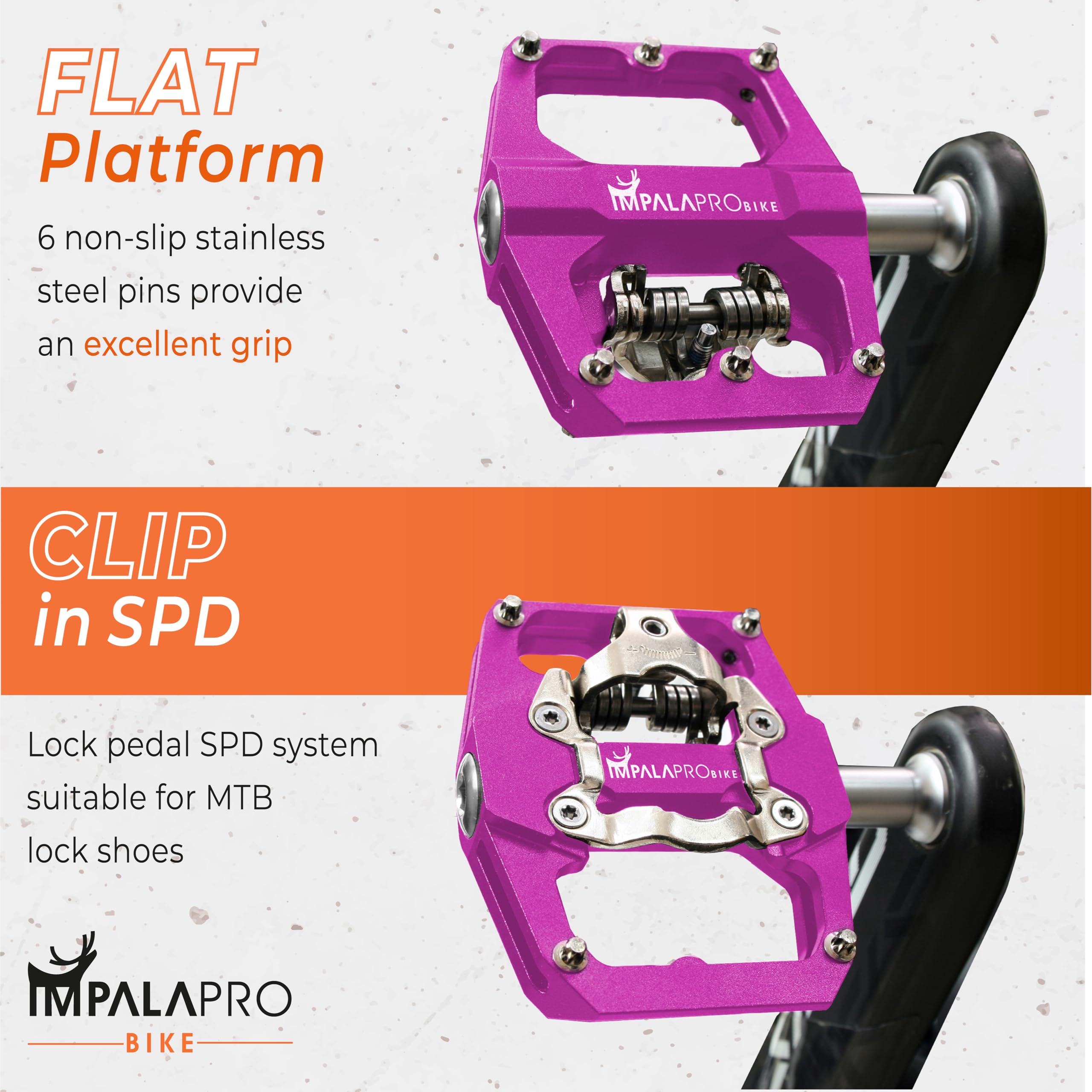 IMPALAPRO Dual Function MTB Pedals | Shimano SPD Compatible - Pink