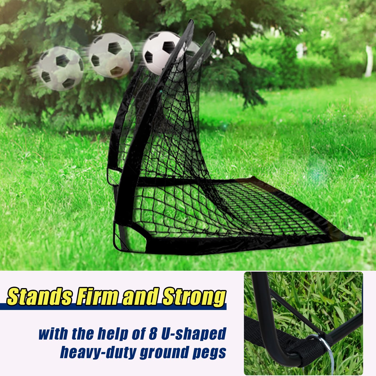 LIBERRWAY 4'x3' Foldable Football Goals for Kids - Set of 2 Portable Nets