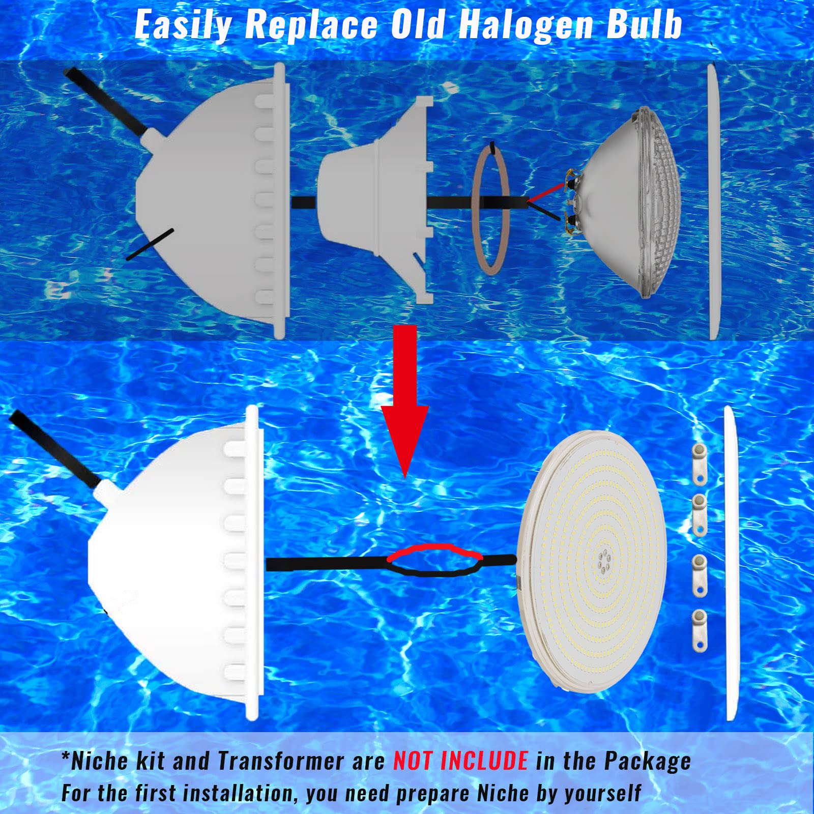 LyLmLe 35W LED Pool Light | PAR56 Resin Filled Underwater Lamp | 3500lm