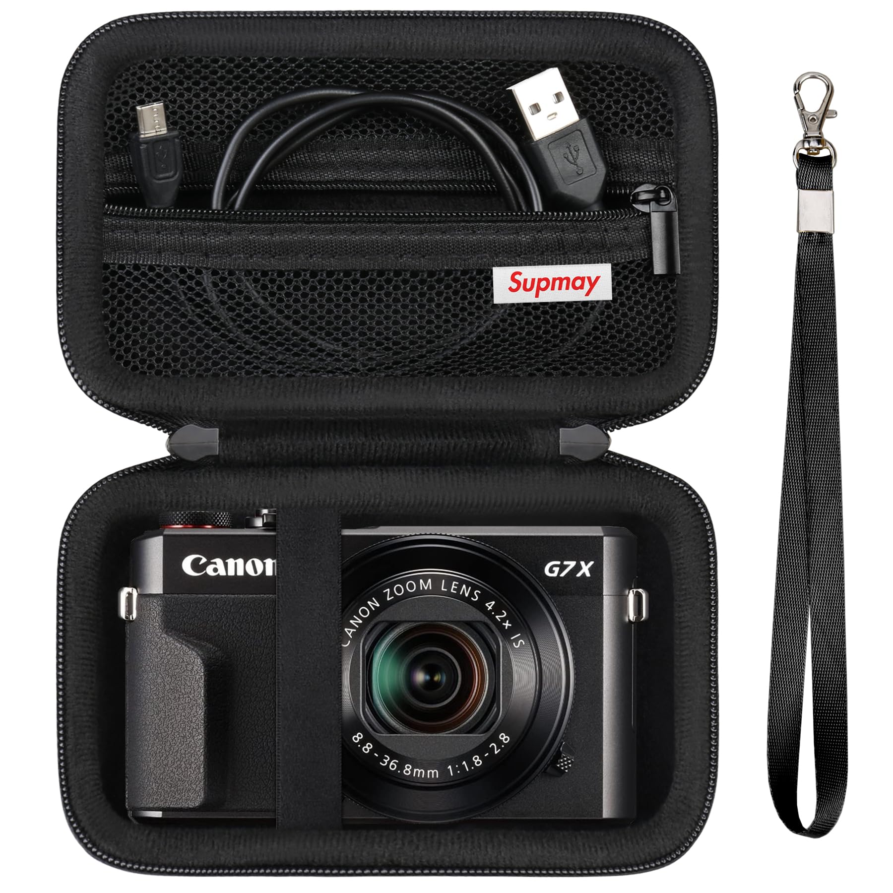 Supmay Hard Travel Case for Canon PowerShot G7 X Mark II & III - Black