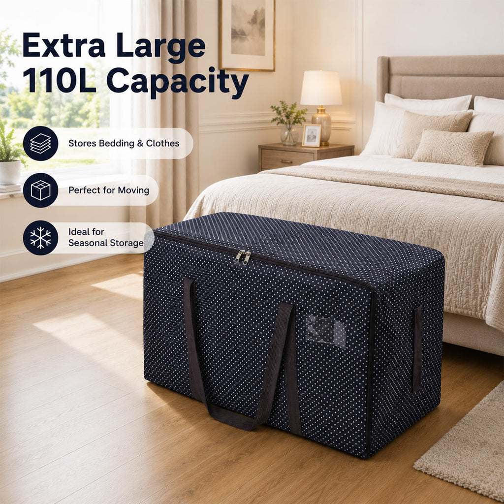 HomlyPro 110L Large Storage Bag, Heavy Duty Waterproof Bag with Zip, Strap & Handle for Moving House Essentials, College Dorm, Christmas Decor - image 3
