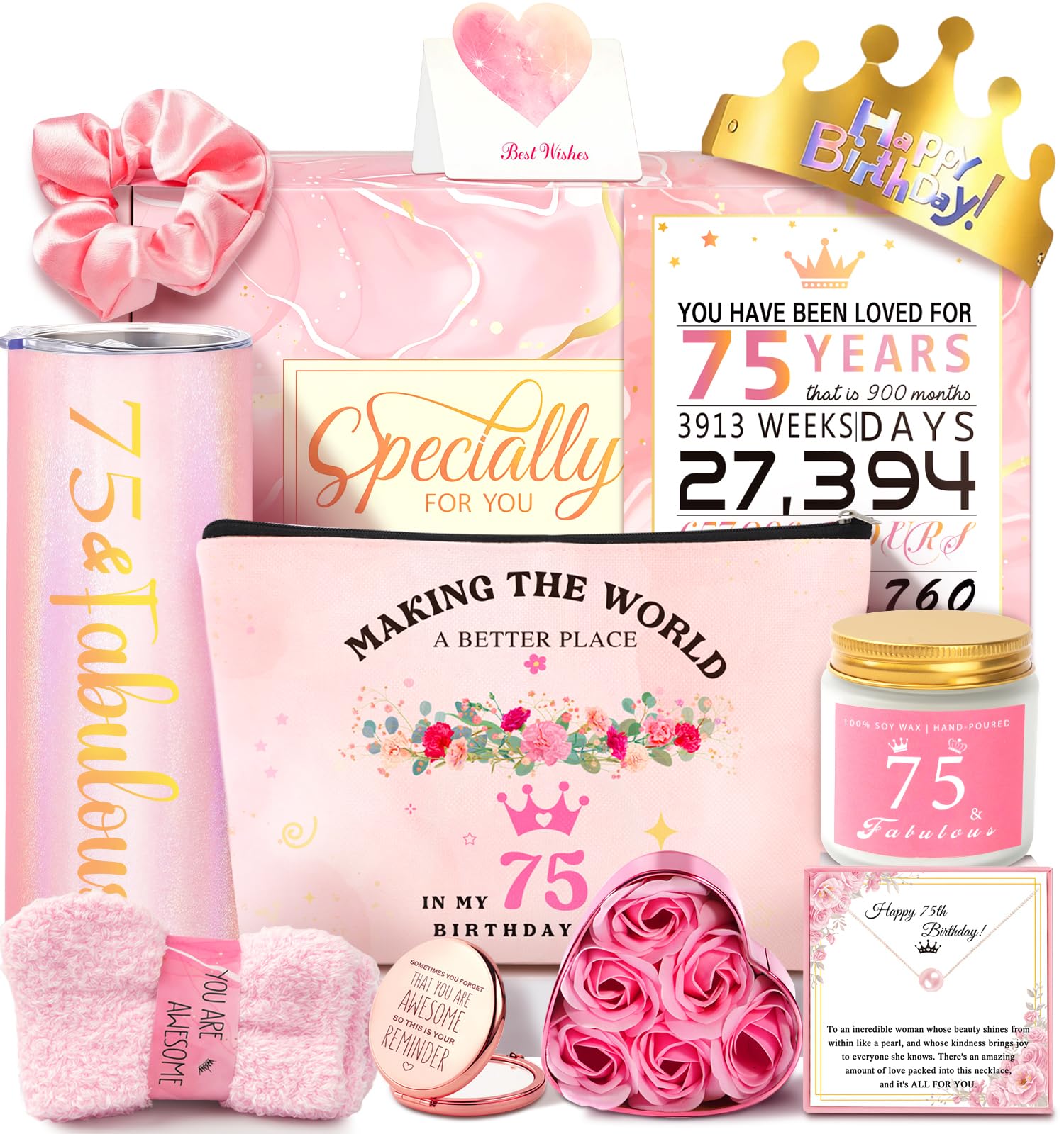 75th Birthday Gifts for Women – 12pc Luxury Gift Box Set