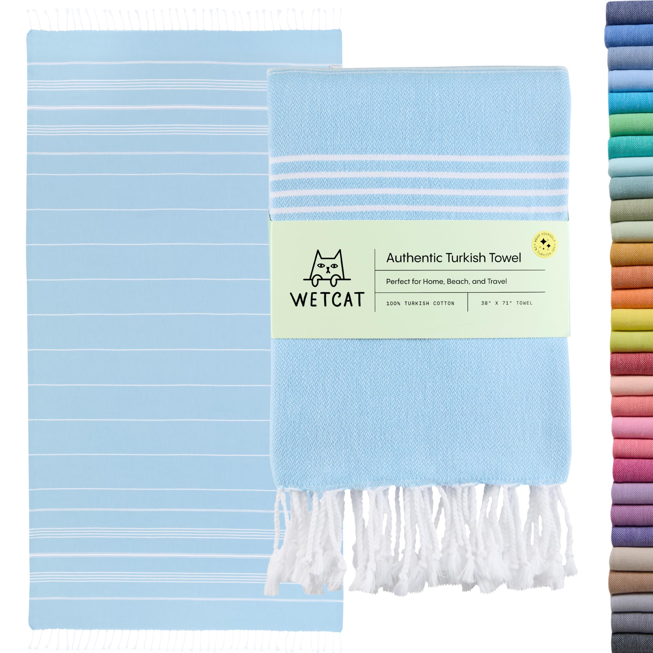 WETCAT Turkish Beach Towel – Oversized 100% Cotton Sand Free Travel Towel