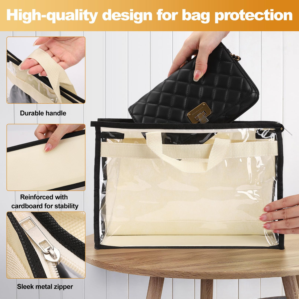 Incisite 5 Pack Dust Bags for Handbags, Large, Beige - image 4