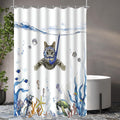 Lerores Cat Swimming Shower Curtain – Anti-Mould Polyester, 120x200cm